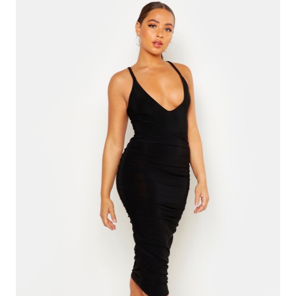 Ruched midi skirt